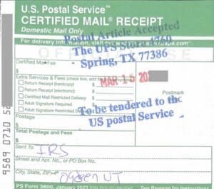 Certified mail receipt ready to send to Ogden